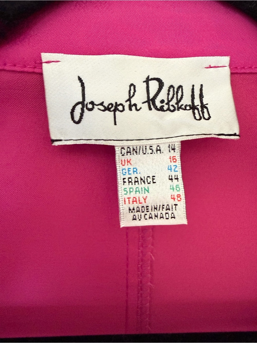 Hot Pink Statement Coat Joseph Ribkoff Ruffle Collar Jacket Size 14 - Picture 5 of 11
